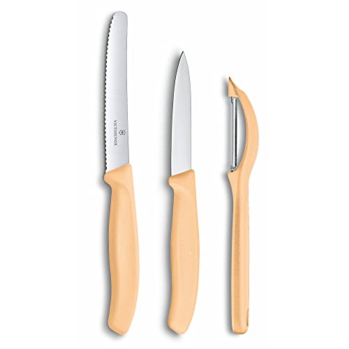 Victorinox, 6.7116.31L92, Swiss Classic, Gemüsemesser-Set mit Schäler, 2-teilig, Extra scharfe Klinge, robuster Kunststoff-Griff, Hellorange, Made in Switzerland, Spülmaschinengeeignet von Victorinox