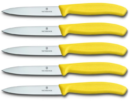 Victorinox 5-tlg Gemüsemesser Set Swiss Classic Gelb – 10 cm ohne Wellenschliff – Tomatenmesser von Victorinox