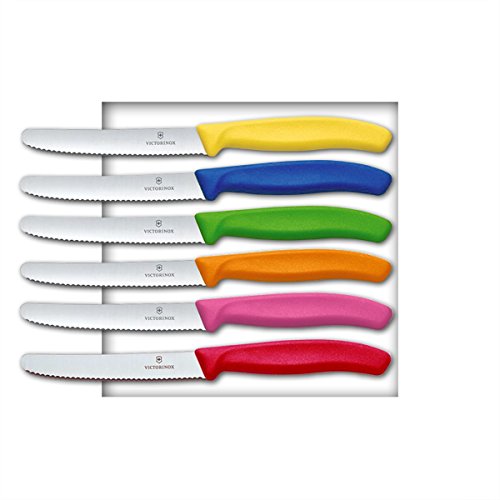 Victorinox | Tafelmesser mit Wellenschliff | 6er Pack | Swiss Classic | Swiss Made | Mehrfarbig Victorinox | Tafelmesser mit Wellenschliff | 6er Pack | Swiss Classic | Swiss Made | Mehrfarbig von Victorinox