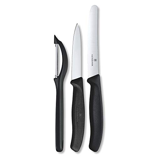 Victorinox, Swiss Classic, Profi Gemüsemesser Set mit Schäler, 3-teilig, , Robuster Kunststoffgriff, schwarz von Victorinox