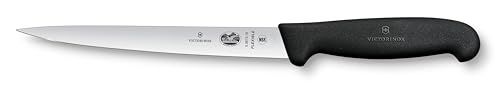Victorinox Fibrox Filetiermesser, Scharfes Küchenmesser für Fleisch und Fisch, 18 cm, Gerade Klinge, Flexibel, Rostfreier Stahl, Schwarz von Victorinox