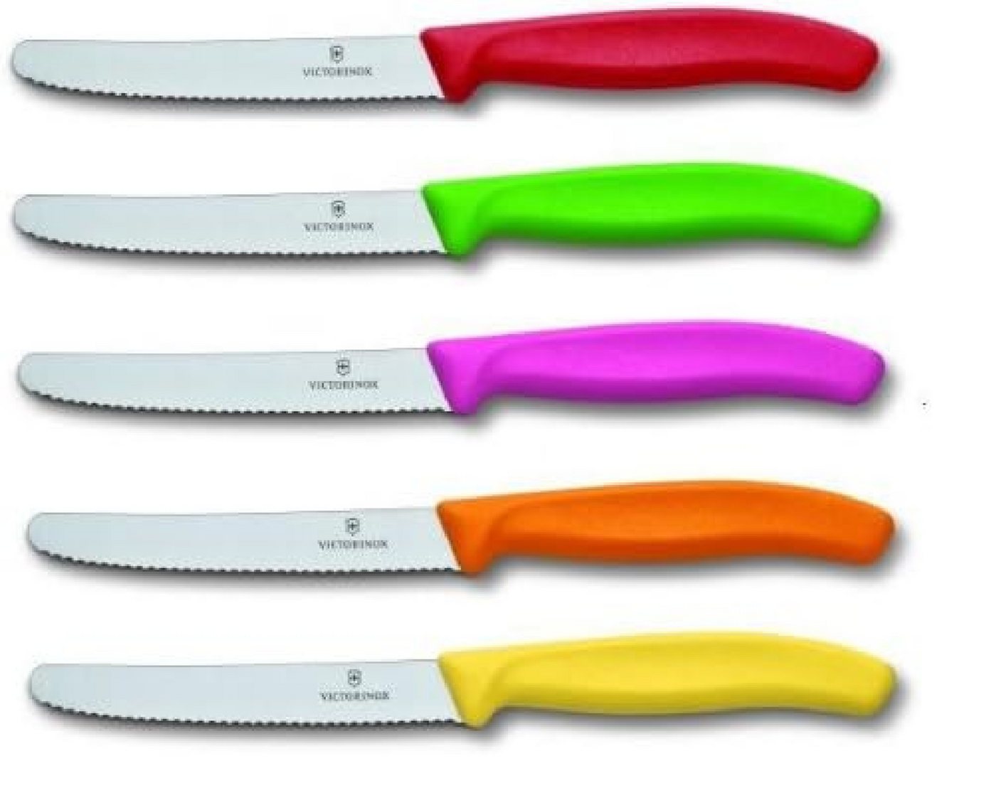 Victorinox Gemüsemesser Tomatenmesser Swiss classic Rund Well 5er Set Bunt Gemischt, 11 cm von Victorinox