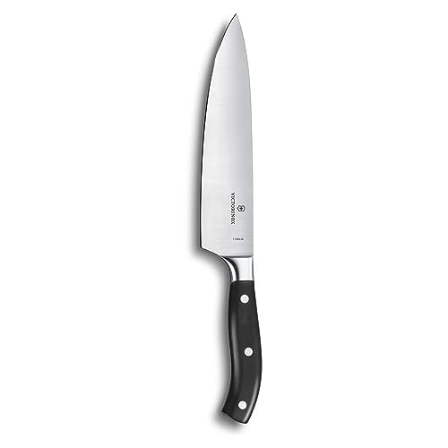 Victorinox Grand Maître, Profi Kochmesser, Extra Scharfe Klinge, gerader Schliff, 20 cm, Robuster Kunststoffgriff, Rostfreier Stahl, schwarz von Victorinox
