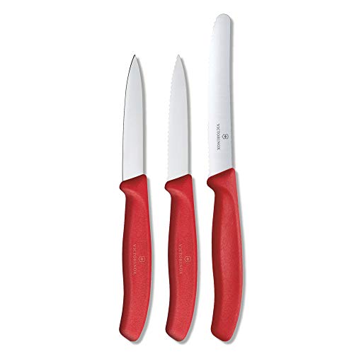 Victorinox 3-tlg Gemüsemesser-Set Swiss Classic - Küchenmesser, Obstmesser - Swiss Made - Rot von Victorinox