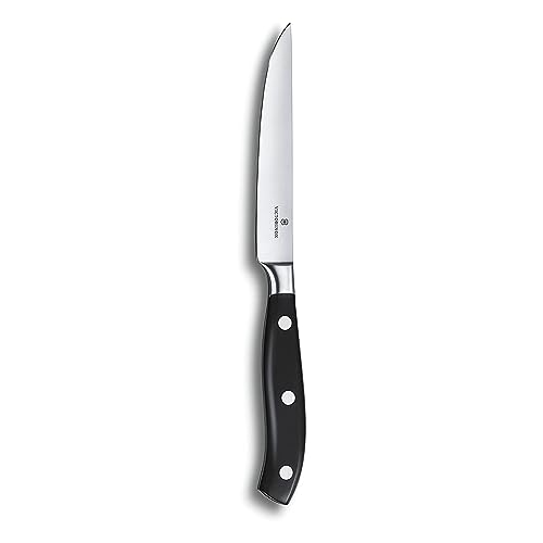 Victorinox, Grand Maître, Profi Steakmesser, Extra Scharfe Klinge, gerader Schliff, 12 cm, Robuster Kunststoffgriff, Rostfreier Stahl, schwarz von Victorinox