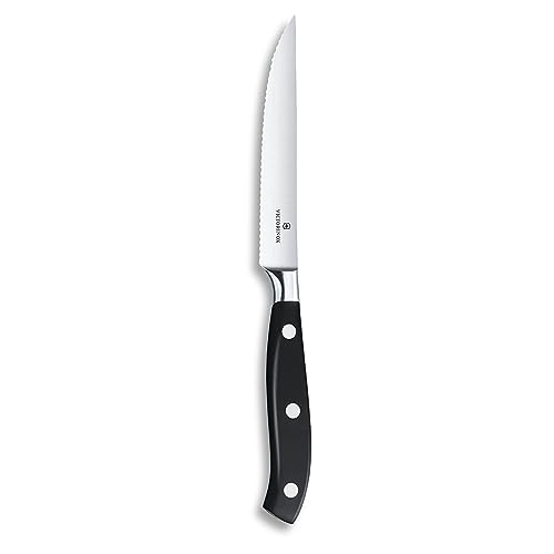 Victorinox, Grand Maître, Profi Tomaten- und Steakmesser, Extra Scharfe Klinge, Wellenschliff, 12 cm, Robuster Kunststoffgriff, Rostfreier Stahl, schwarz von Victorinox