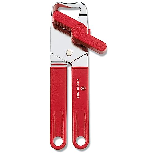 Victorinox Universal-Dosenöffner, mit Kapselheber, Sichere Handhabung, Robuster Kunststoffgriff, Swiss Made, Rot von Victorinox