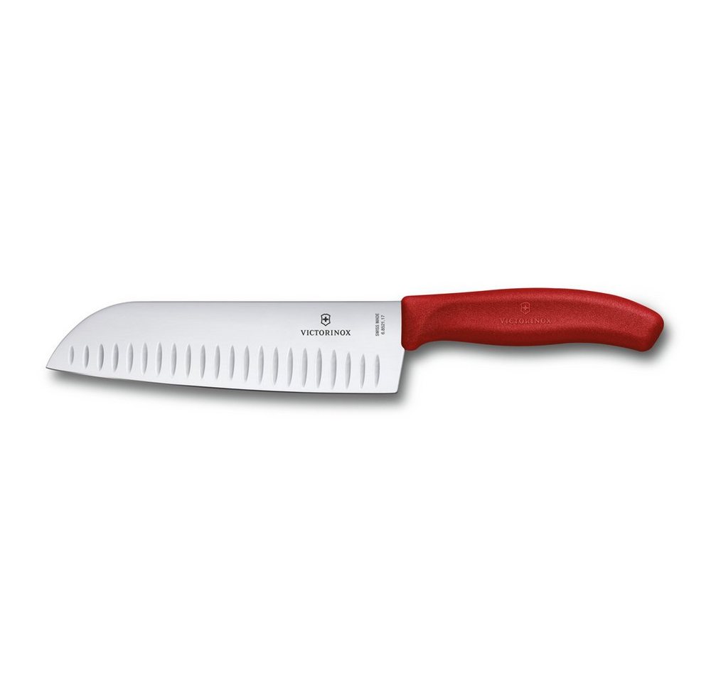 Victorinox Santokumesser, Victorinox Swiss Classic Santokumesser, Kullenschliff, rot von Victorinox