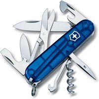 Victorinox - Schweizer Taschenmesser Climber, 14 Funktionen, inkl. Schere und Mehrzweckhaken, 82 gr, Farbe transparent blau von Victorinox