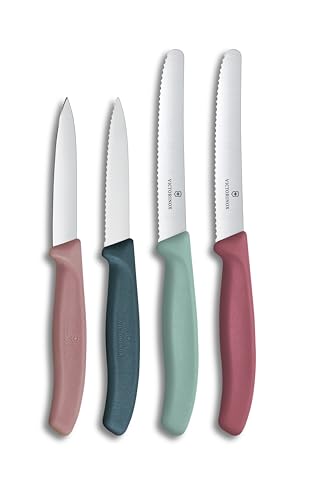 Victorinox Swiss Classic, Tomaten- und Gemüsemesser Set, 4teilig, Scharfe Klinge, 8 und 10 cm, Wellenschliff, Rostfreier Stahl, Grün und Rot Victorinox Swiss Classic, Tomaten- und Gemüsemesser Set, 4teilig, Scharfe Klinge, 8 und 10 cm, Wellenschliff, Rostfreier Stahl, Grün und Rot von Victorinox