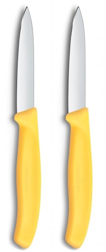 Victorinox Swiss Classic, Schäl- und Gemüsemesser Set, 2teilig, Extra Scharfe Klinge, Gerader Schliff für Präzise Schnitte, 8 cm, Rostfreier Stahl, Gelb von Victorinox