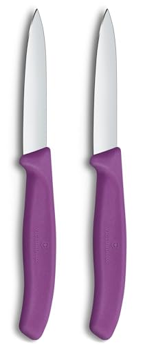 Victorinox Swiss Classic, Schäl- und Gemüsemesser Set, 2teilig, Extra Scharfe Klinge, Gerader Schliff für Präzise Schnitte, 8 cm, Rostfreier Stahl, Violett von Victorinox
