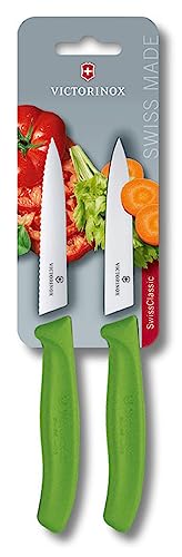 Victorinox Swiss Classic, Tomaten- und Gemüsemesser-Set, 2teilig, Extra Scharfe Klinge, Kunststoffgriff, Rostfreier Stahl, Swiss Made, Grün von Victorinox