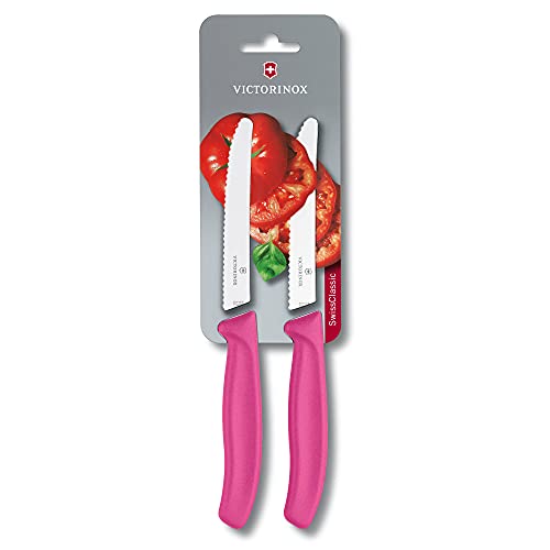 Victorinox, Swiss Classic, Profi Tomaten- und Tafelmesser, Extra Scharfe Klinge, Wellenschliff, 11 cm, Robuster Kunststoffgriff, Rostfreier Stahl, pink von Victorinox