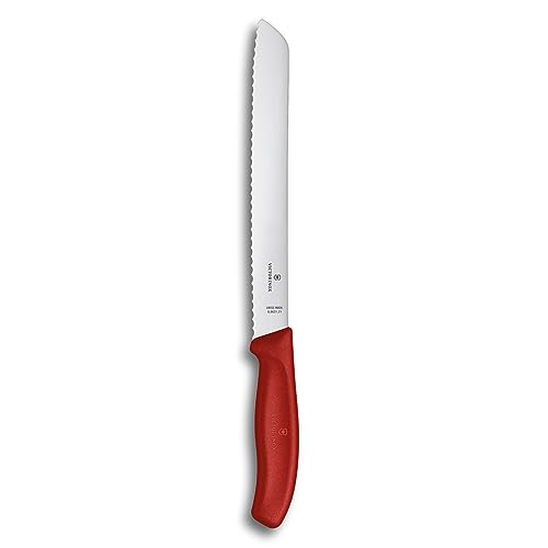 Victorinox, Swiss Classic, Profi Brotmesser, Extra Scharfe Klinge, Wellenschliff, 21 cm, Robuster Kunststoffgriff, Rostfreier Stahl, rot von Victorinox