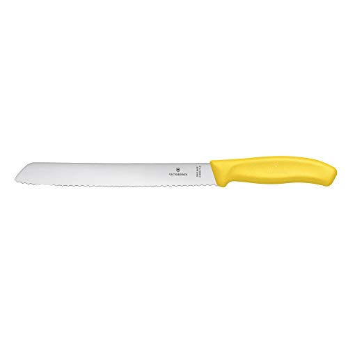 Victorinox, Swiss Classic, Profi Brotmesser, Extra Scharfe Klinge, Wellenschliff, 21 cm, Robuster Kunststoffgriff, Rostfreier Stahl, gelb von Victorinox