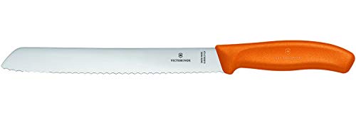 Victorinox, Swiss Classic, Profi Brotmesser, Extra Scharfe Klinge, Wellenschliff, 21 cm, Robuster Kunststoffgriff, Rostfreier Stahl, orange von Victorinox