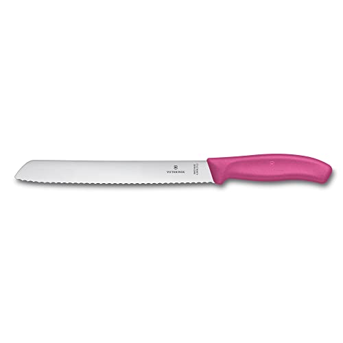 Victorinox, Swiss Classic, Profi Brotmesser, Extra Scharfe Klinge, Wellenschliff, 21 cm, Robuster Kunststoffgriff, Rostfreier Stahl, pink von Victorinox