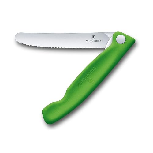 Victorinox, Swiss Classic, Profi Tomaten- und Tafelmesser, Extra Scharfe Klinge, Wellenschliff, 11 cm, Robuster Kunststoffgriff, Rostfreier Stahl, grün von Victorinox