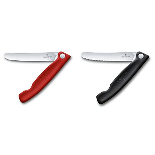 Victorinox Swiss Classic Faltbares Gemüsemesser, ger. Schliff, rot, Blister & Swiss Classic Faltbares Gemüsemesser Wellenschliff schwarz von Victorinox