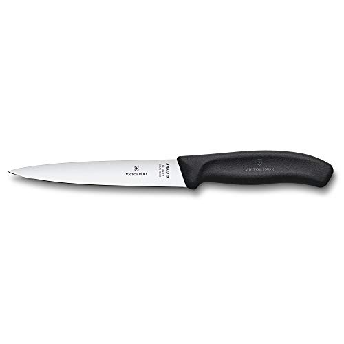 Victorinox Swiss Classic Filetiermesser, 16 cm, ergonomischer Griff, flexible Klinge, Schwarz von Victorinox