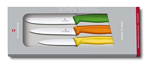 Victorinox, Swiss Classic, Profi Gemüsemesser-Set, 3-teilig, gerader Schliff, Extra Scharf, Robuster Kunststoffgriff, mehrfarbig von Victorinox