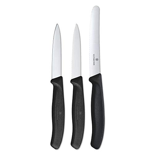 Victorinox Swiss Classic, Küchenmesser Set, 3teilig, Gemüse-, Tomaten- und Frühstücksmesser, Robuster Kunststoffgriff, Rostfreier Stahl, Schwarz Victorinox Swiss Classic, Küchenmesser Set, 3teilig, Gemüse-, Tomaten- und Frühstücksmesser, Robuster Kunststoffgriff, Rostfreier Stahl, Schwarz von Victorinox
