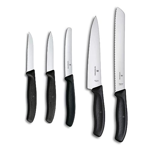 Victorinox Swiss Classic Küchenmesser Set, Küchengarnitur, 5-teilig, Extra Scharf, Swissmade, schwarz von Victorinox