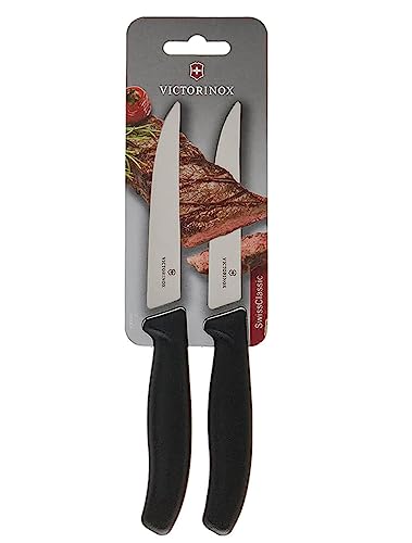 Victorinox, Swiss Classic, Profi Steakmesser "Gourmet", Extra Scharfe Klinge, gerader Schliff, 12 cm, Robuster Kunststoffgriff, Rostfreier Stahl, schwarz von Victorinox