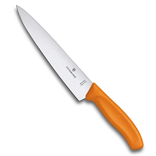 Victorinox, Swiss Classic, Profi Tranchiermesser, Extra Scharfe Klinge, gerader Schliff, 19 cm, Robuster Kunststoffgriff, Rostfreier Stahl, orange von Victorinox