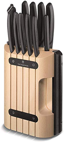 Victorinox Profi Messerblock ohne Inhalt, Kompakt, Platz für 6 Messer, Messer-Aufbewahrung, aus Holz, mandel-beige von Victorinox