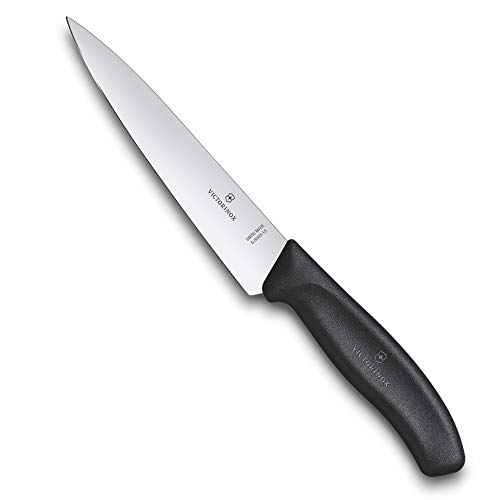 Victorinox, Swiss Classic, Profi Tranchiermesser, Extra Scharfe Klinge, gerader Schliff, 15 cm, Robuster Kunststoffgriff, Rostfreier Stahl, schwarz von Victorinox