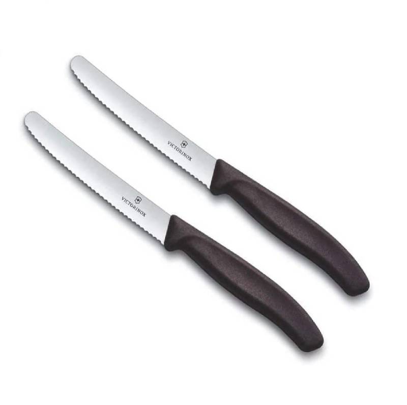 Victorinox Tafelmesser 2-tlg Tafelmesser Set Swiss Classic Braun mit Wellenschliff von Victorinox