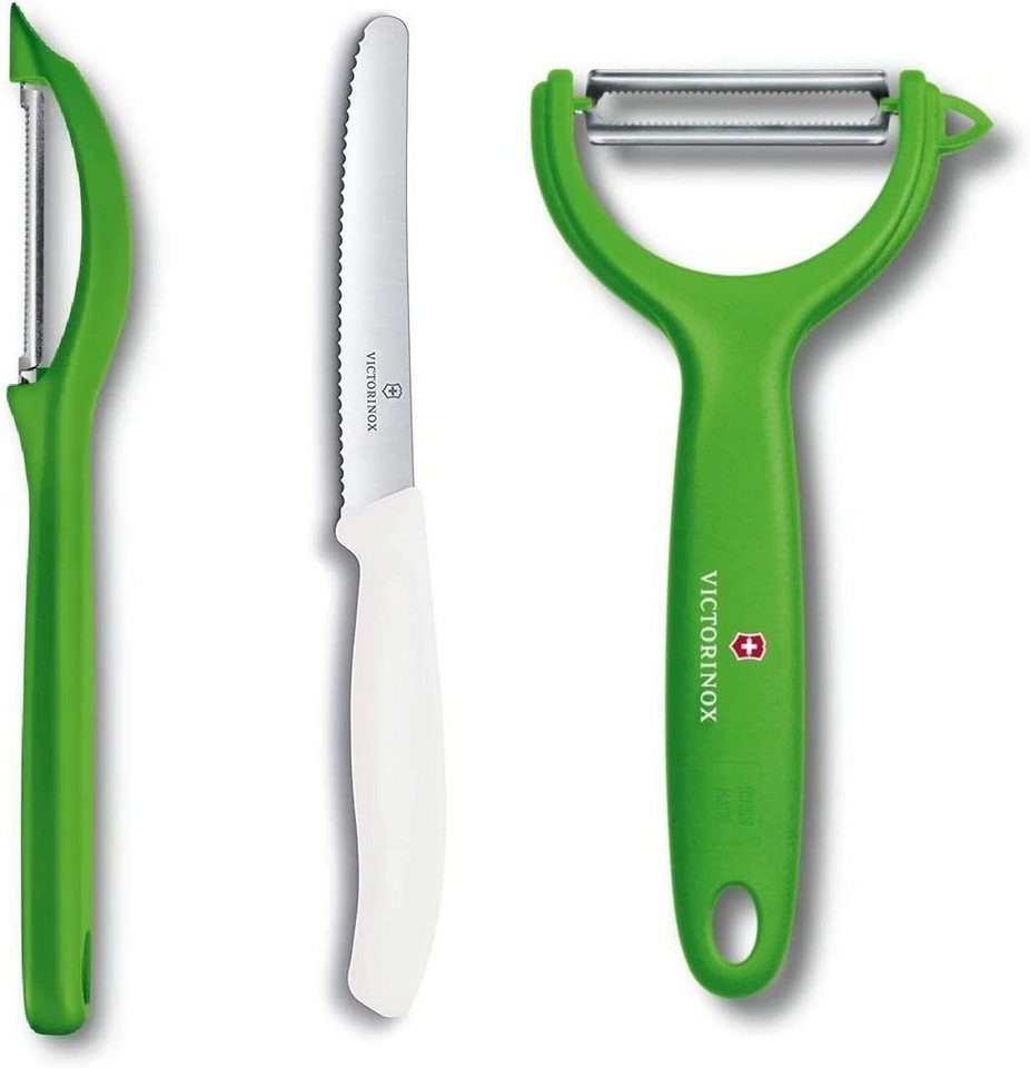 Victorinox Tafelmesser 3-TLG.Universalschäler Set für Obst Gemüse, Extra scharf,Zackenschliff von Victorinox