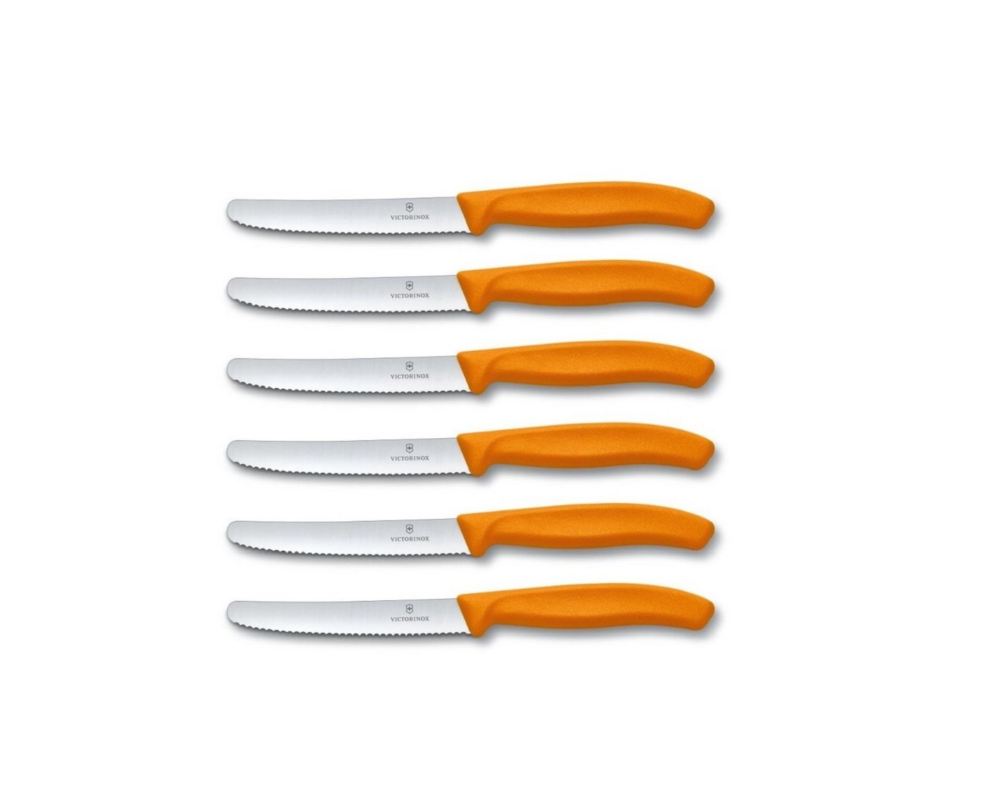 Victorinox Tafelmesser 6 Stück Küchenmesser Messer Kunststoff, Orange, 14cm von Victorinox