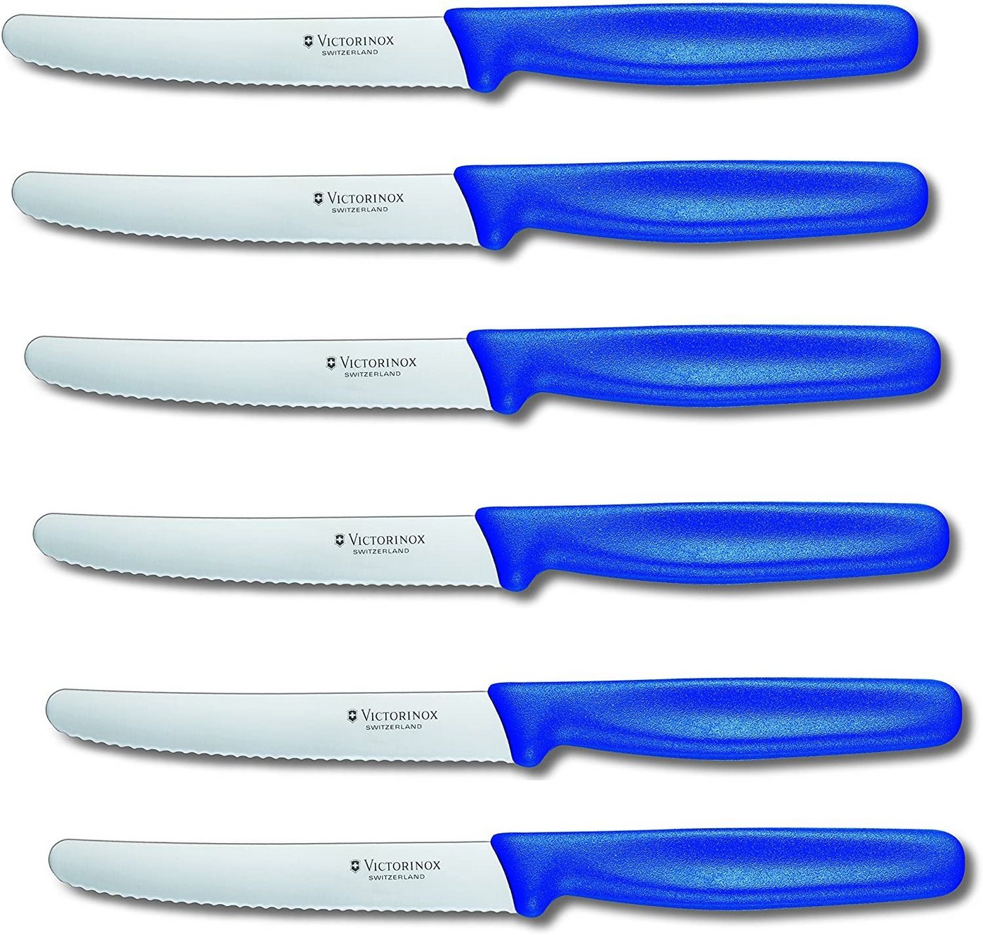 Victorinox Tafelmesser Messer-Set 6 Stück mit Wellenschliff blau von Victorinox