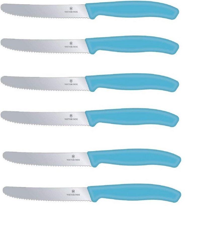 Victorinox Tafelmesser Tafelmesser Brotzeitmesser Swiss Classic (Karibikblau, 6er Pack) von Victorinox