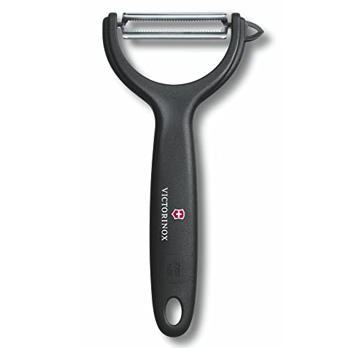 Victorinox Universalschäler für Obst und Gemüse - Extra scharf - Zackenschliffklinge/Zweischneidig - Ergonomischer Griff - Schwarz von Victorinox