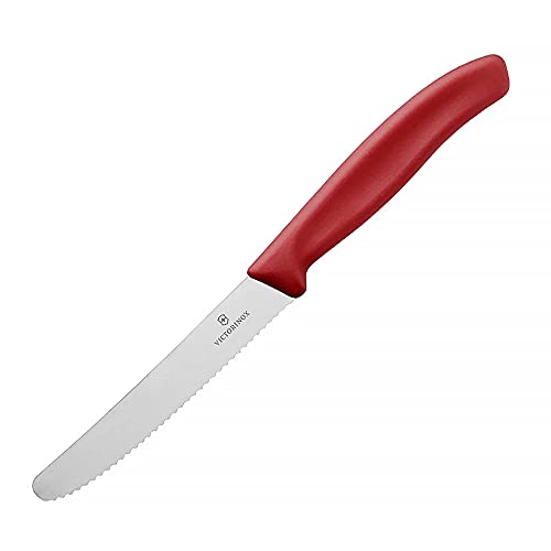 Victorinox Tomaten- und Wurstmesser mit Wellenschliff, gerader Griff, 11 cm, rot von Victorinox