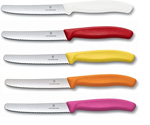 Victorinox Tomatenmesser Brötchenmesser Tafelmesser Set 5-teilig Swiss Classic (Bunter Mix) von Victorinox