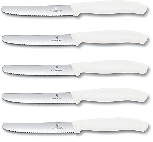 Victorinox Tomatenmesser Brötchenmesser Tafelmesser Set 5-teilig Swiss Classic (Weiß) von Victorinox