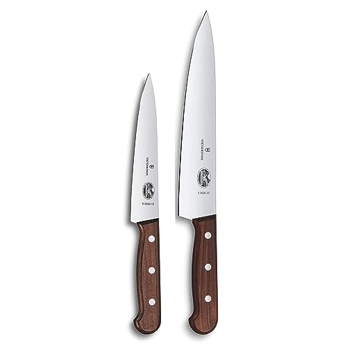 Victorinox, Wood, Profi Tranchier-Set, 2-teilig, gerader Schliff, Extra Scharf, Edler Holzgriff, braun von Victorinox