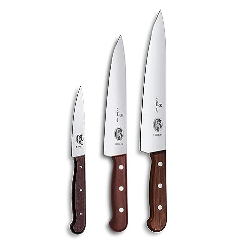 Victorinox, Wood, Profi Tranchier-Set, 3-teilig, gerader Schliff, Extra Scharf, Edler Holzgriff, braun von Victorinox