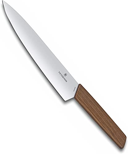 Victorinox Swiss Modern, Profi Tranchiermesser, Extra Scharfe Klinge, gerader Schliff, 20 cm, Edler Holzgriff, Rostfreier Stahl, braun von Victorinox