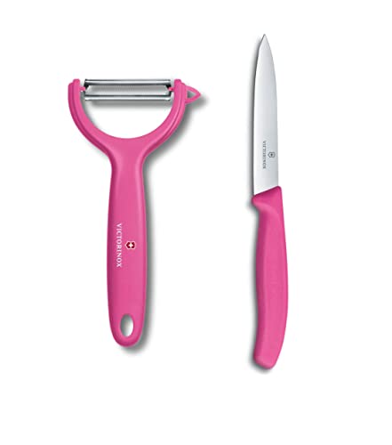 Victorinox Universalschäler CUT Pack für Obst und Gemüse - Extra scharf - Zackenschliffklinge/Zweischneidig - Ergonomischer Griff - Pink von Victorinox