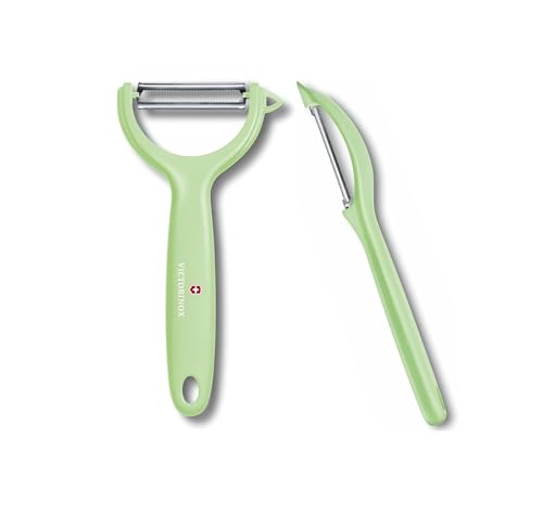 Victorinox Universalschäler Duo Pack für Obst und Gemüse - extra scharf - Wellenschliff/Doppelschliff - ergonomischer Griff - Limited Edition hellgrün von Victorinox