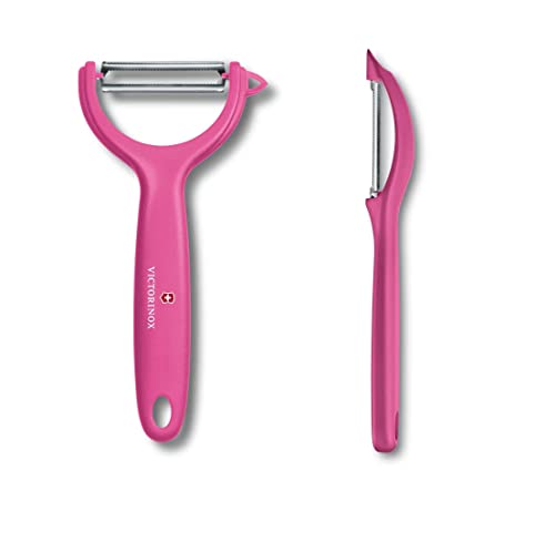 Victorinox Universalschäler Starter Pack für Obst und Gemüse - Extra scharf - Zackenschliffklinge/Zweischneidig - Ergonomischer Griff - Pink von Victorinox