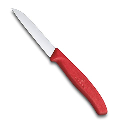 Victorinox, 6.7401, Swiss Classic, Gemüsemesser, Extra scharfe Klinge, mit geradem Schliff, robuster Kunststoff-Griff, Rot, Made in Switzerland, Spülmaschinengeeignet von Victorinox