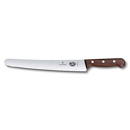 Victorinox Wood Brot- und Konditormesser mit Wellenschliff, Extra Scharfe Klinge, 26 cm, Rostfreier Stahl, Holzgriff, Braun von Victorinox