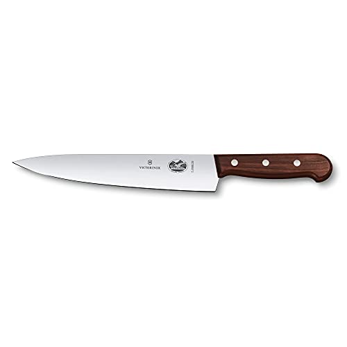 Victorinox Wood Tranchiermesser mit glattem Schliff, Extra Scharfe Klinge, 22 cm, Rostfreier Stahl, Holzgriff von Victorinox